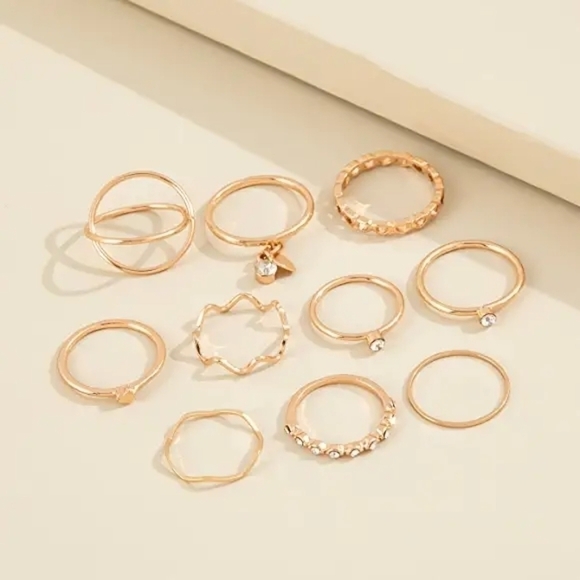 10 piece Rhinestone Ring Set - Picture 3 of 9